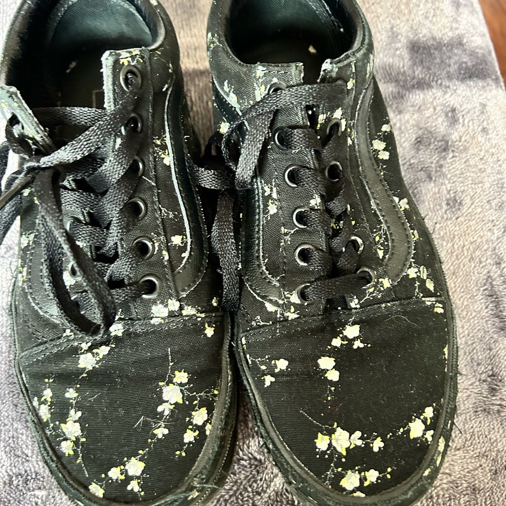 Vans Black and White High-Top Sneakers with Starry Design